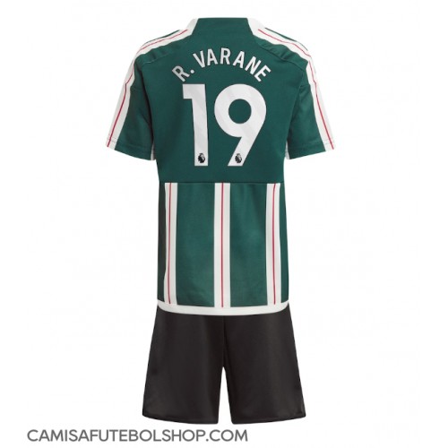 Camisa de time de futebol Manchester United Raphael Varane #19 Replicas 2º Equipamento Infantil 2023-24 Manga Curta (+ Calças curtas)
